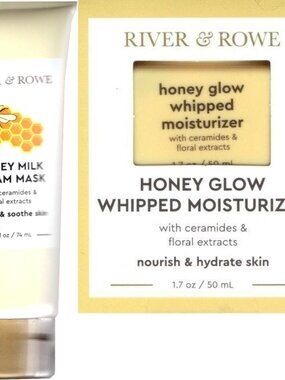 River & Rowe Honey Milk Cream Mask, Honey Glow Whipped Moisturizer & Honey Butte